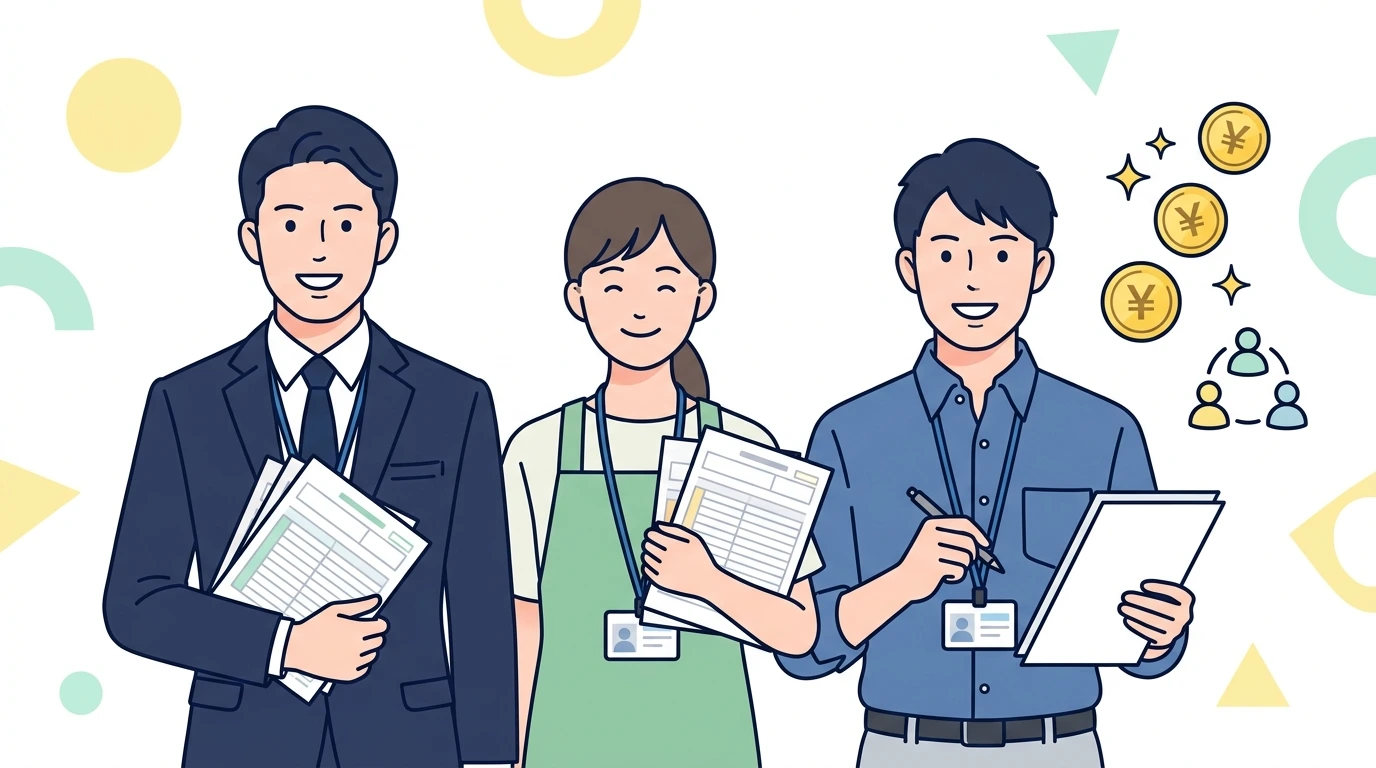 【図解】年末調整とは？確定申告との違いや対象者をわかりやすく解説の制度・手続きイメージイラスト