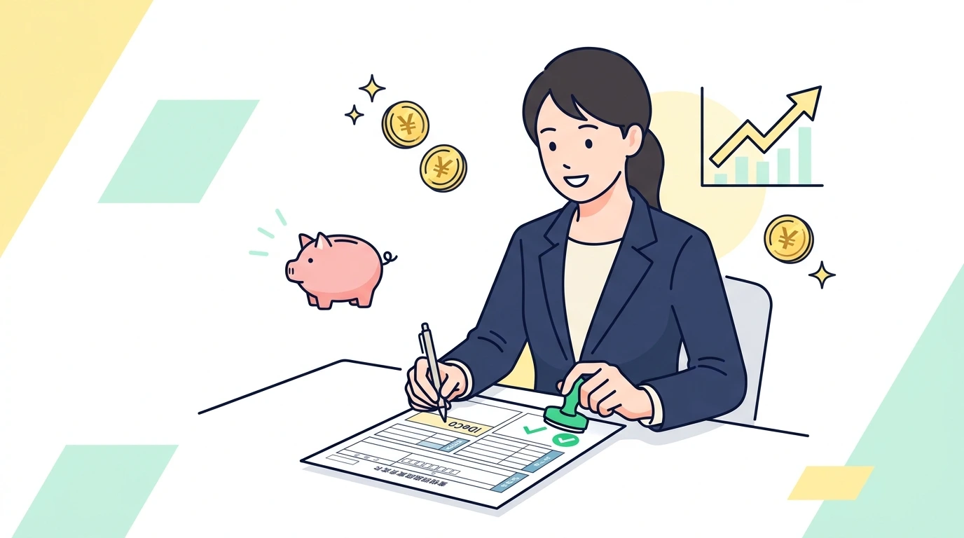 iDeCo(イデコ)は年末調整で節税。小規模企業共済等掛金控除の書き方の完了・申告イメージイラスト