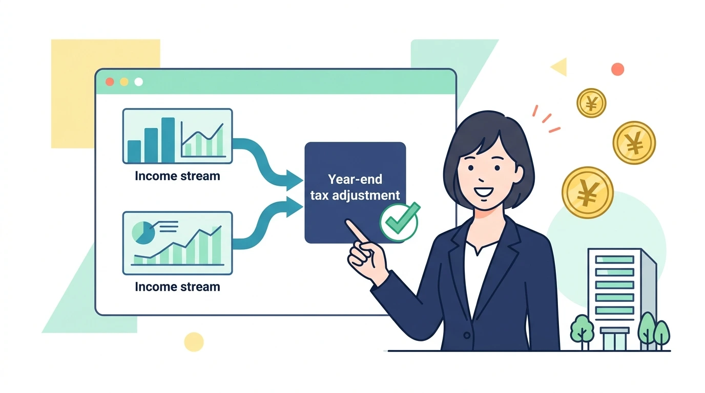 転職した年の年末調整はどうする?前職の源泉徴収票がない・間に合わない時の対処法の制度・手続きイメージイラスト