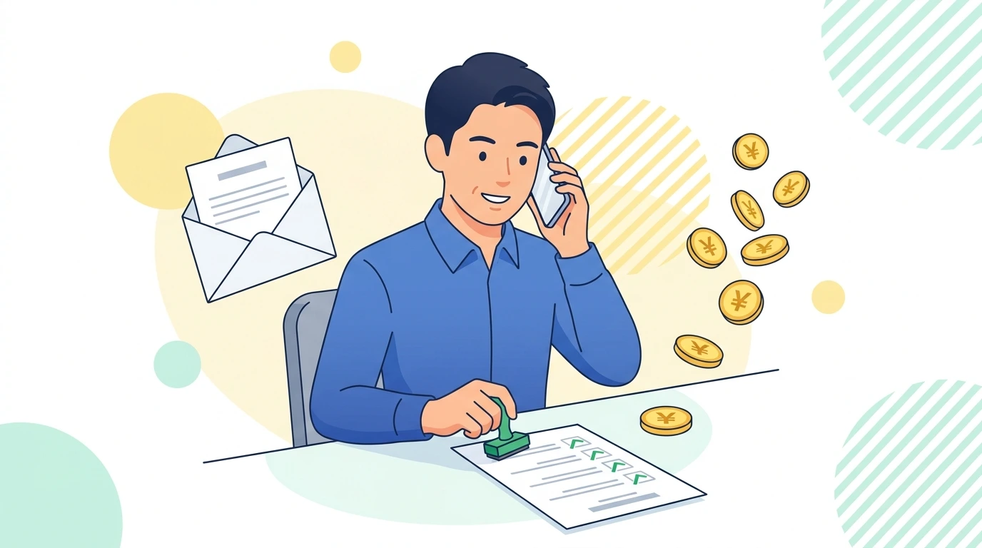転職した年の年末調整はどうする?前職の源泉徴収票がない・間に合わない時の対処法の完了・申告イメージイラスト