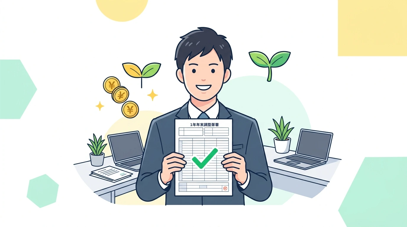 新入社員（1年目）も年末調整は必要？学生時代のバイト収入の扱いと書き方のイメージイラスト