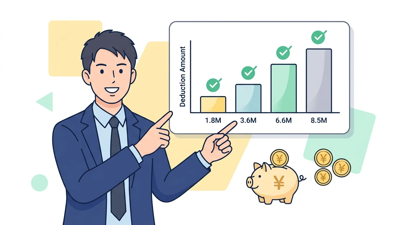 サラリーマンに「経費」はないの？給与所得控除（みなし経費65万〜195万円）の仕組みの計算・シミュレーションイメージイラスト