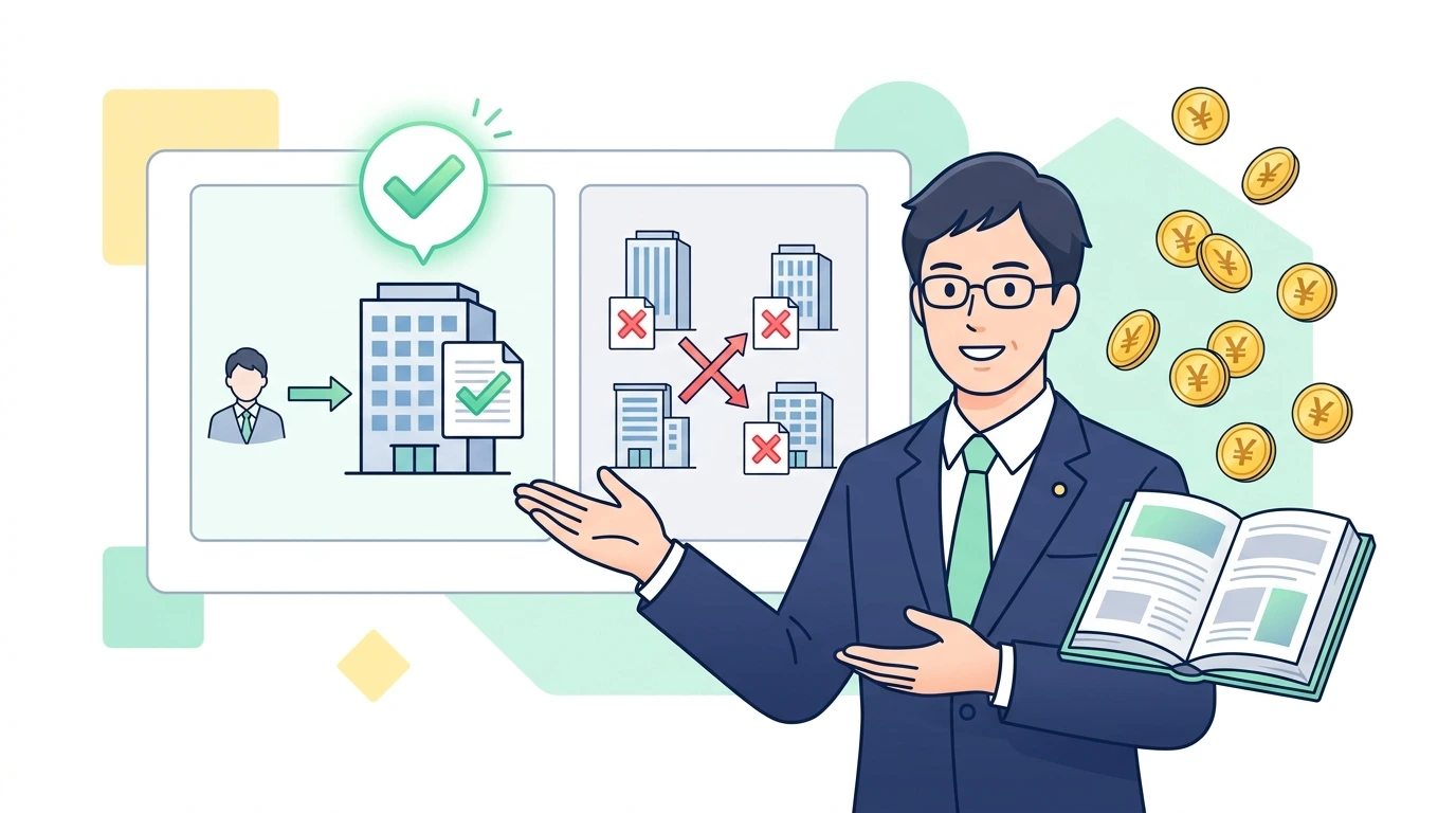 【Wワーク・アルバイト掛け持ち】年末調整は「メインの1社」でしかできない！甲欄・乙欄の源泉徴収税額表の違いの制度・手続きイメージイラスト