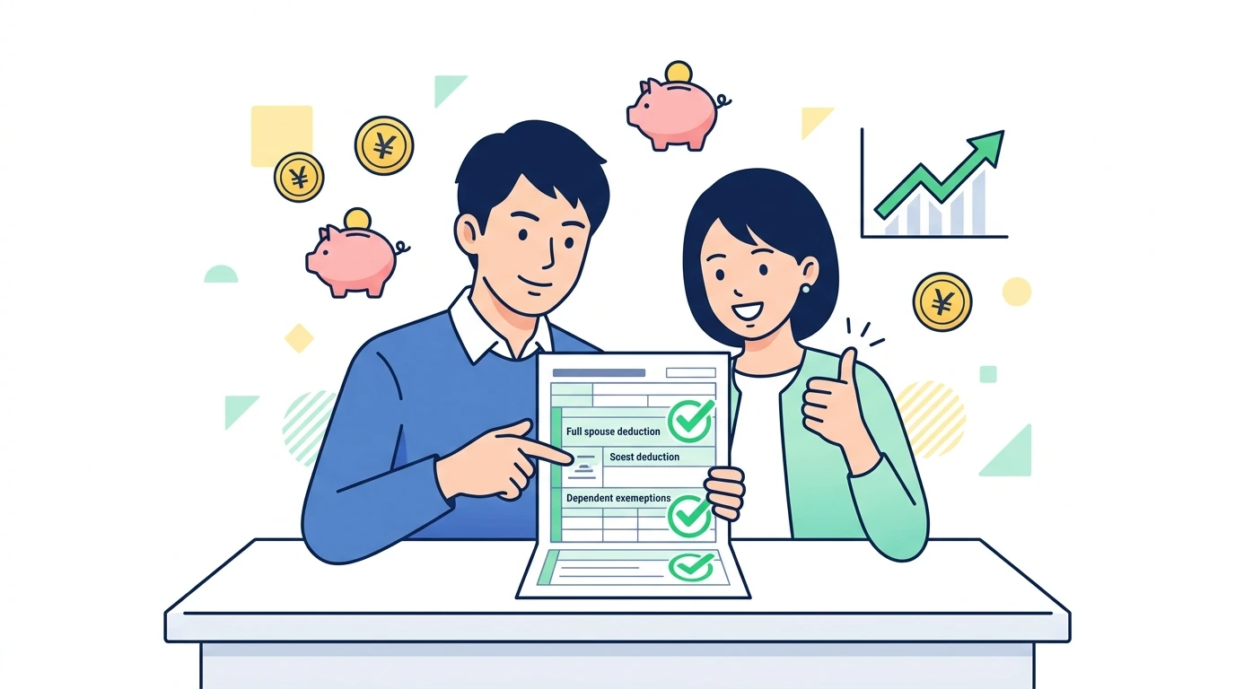 傷病手当金・出産手当金・育児休業給付金は年末調整で「年収0円」カウント 非課税所得の完全ルールの完了・申告イメージイラスト