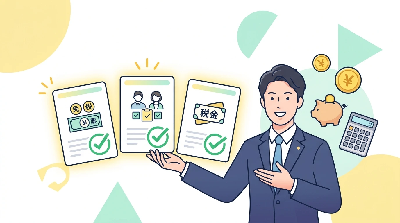 パパ育休の年末調整と社会保険料免除、手取り9割を維持する仕組みの制度・手続きイメージイラスト