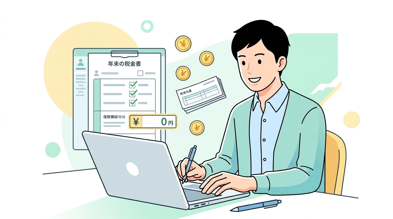 労災保険の休業補償給付・障害補償年金は非課税？根拠条文と年末調整での書き方の計算・シミュレーションイメージイラスト