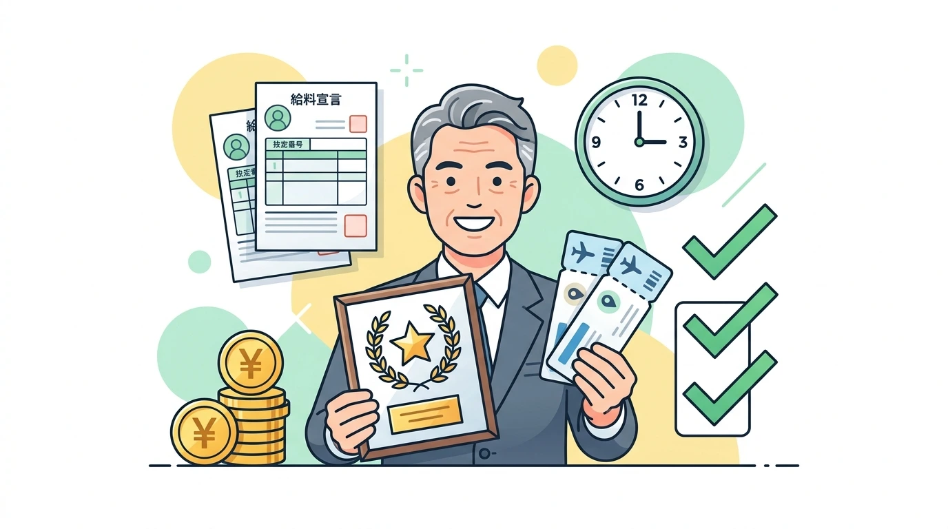 会社からの結婚祝金・出産祝金・香典・見舞金・永年勤続表彰は年末調整でどう扱う？非課税と課税の分かれ目の完了・申告イメージイラスト