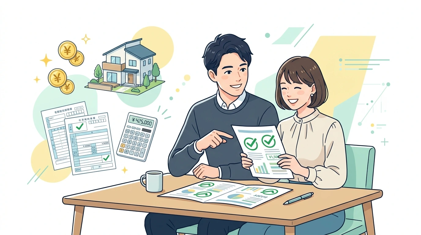 住民税決定通知書の見方、ふるさと納税と住宅ローン控除の確認法の完了・申告イメージイラスト
