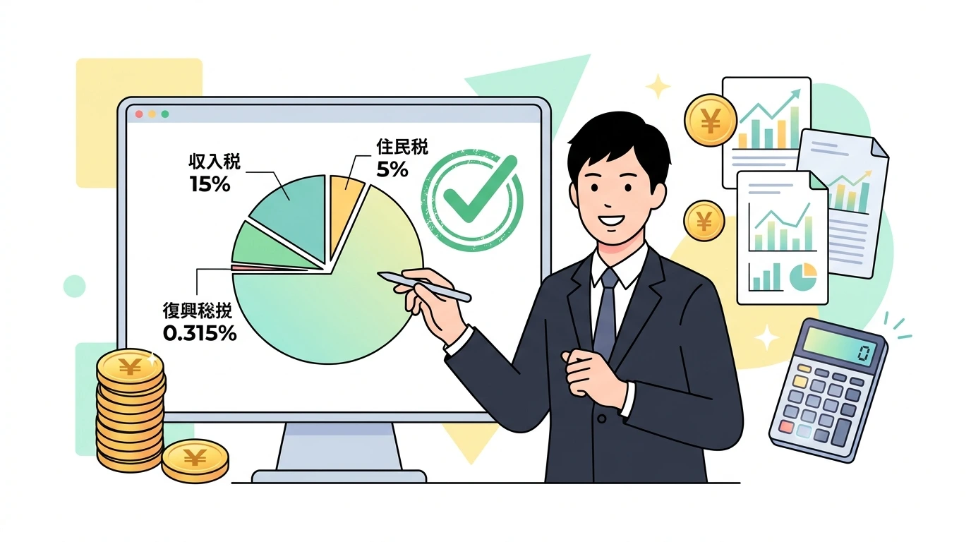 復興特別所得税(基準所得税額の2.1%)はいつまで続く?2027年開始の防衛特別所得税とあわせて仕組みを整理の計算・シミュレーションイメージイラスト