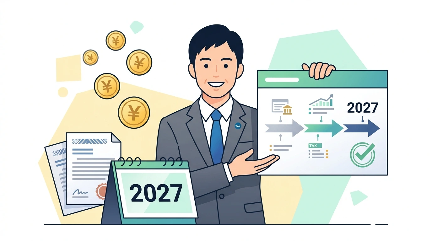 復興特別所得税(基準所得税額の2.1%)はいつまで続く?2027年開始の防衛特別所得税とあわせて仕組みを整理の完了・申告イメージイラスト