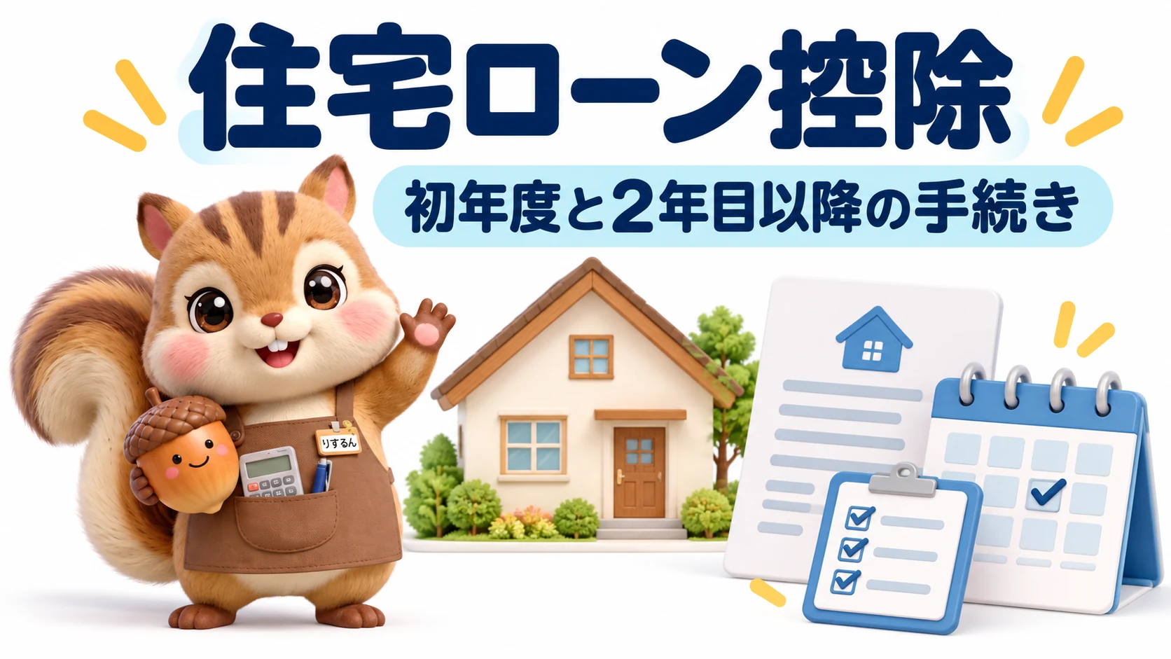 住宅ローン控除は初年度に確定申告、2年目以降は給与所得者なら年末調整でも手続きできることを紹介する表紙